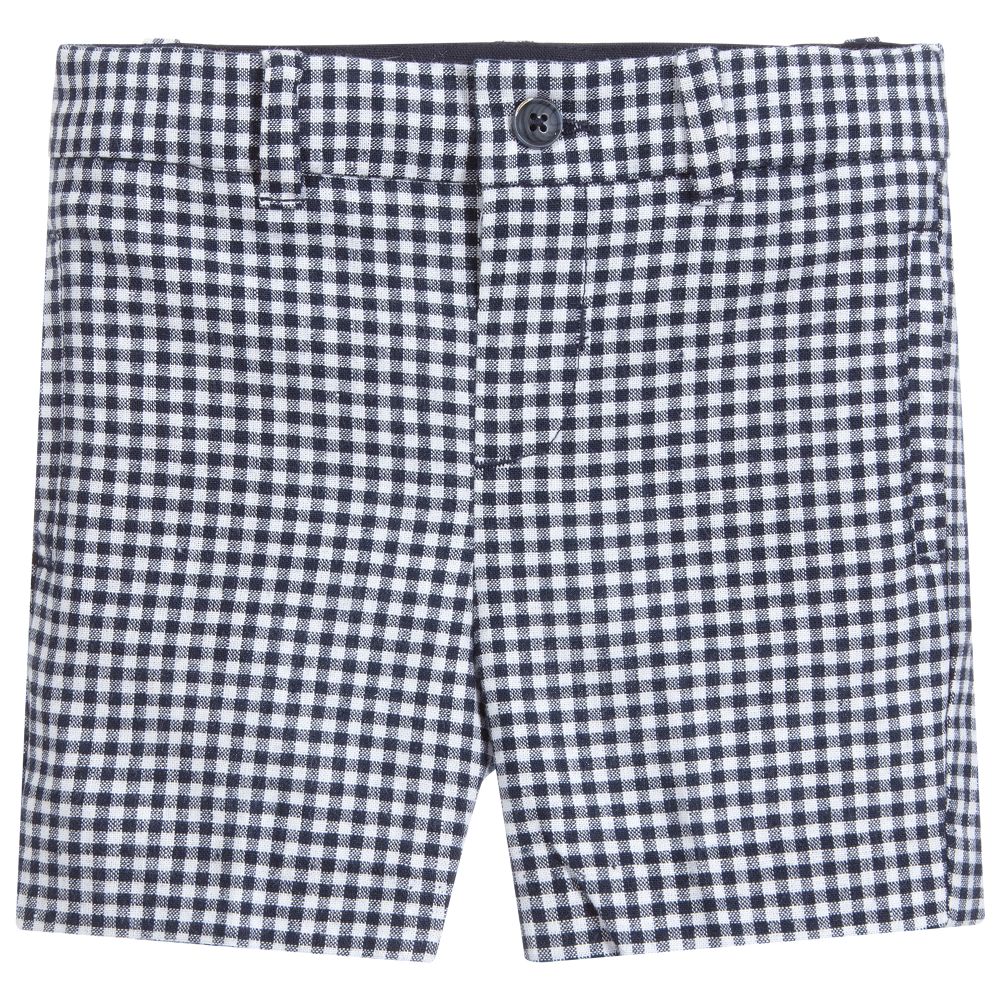 Mayoral - White & Blue Checked Shorts | Childrensalon