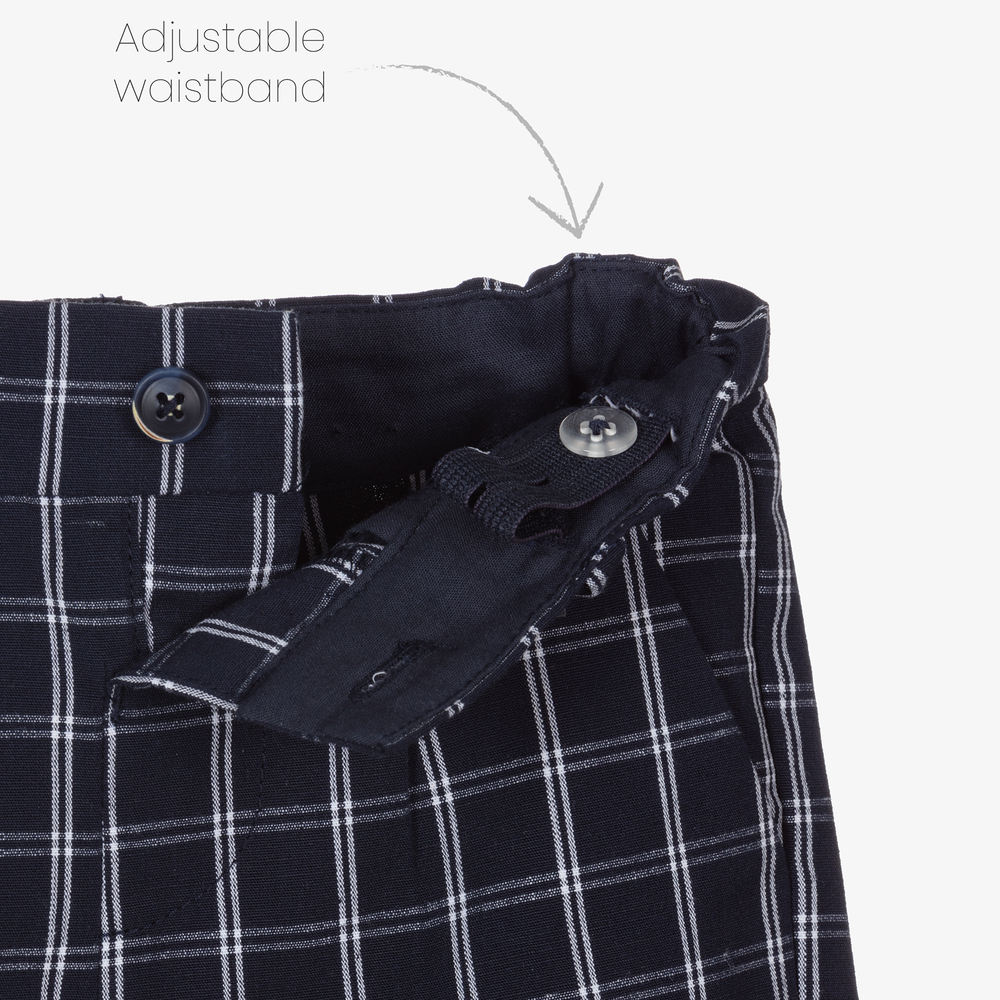 Mayoral-طقم شورت أطفال ولادي مزيج قطن وكتان لون أبيض وكحلي | Childrensalon Outlet