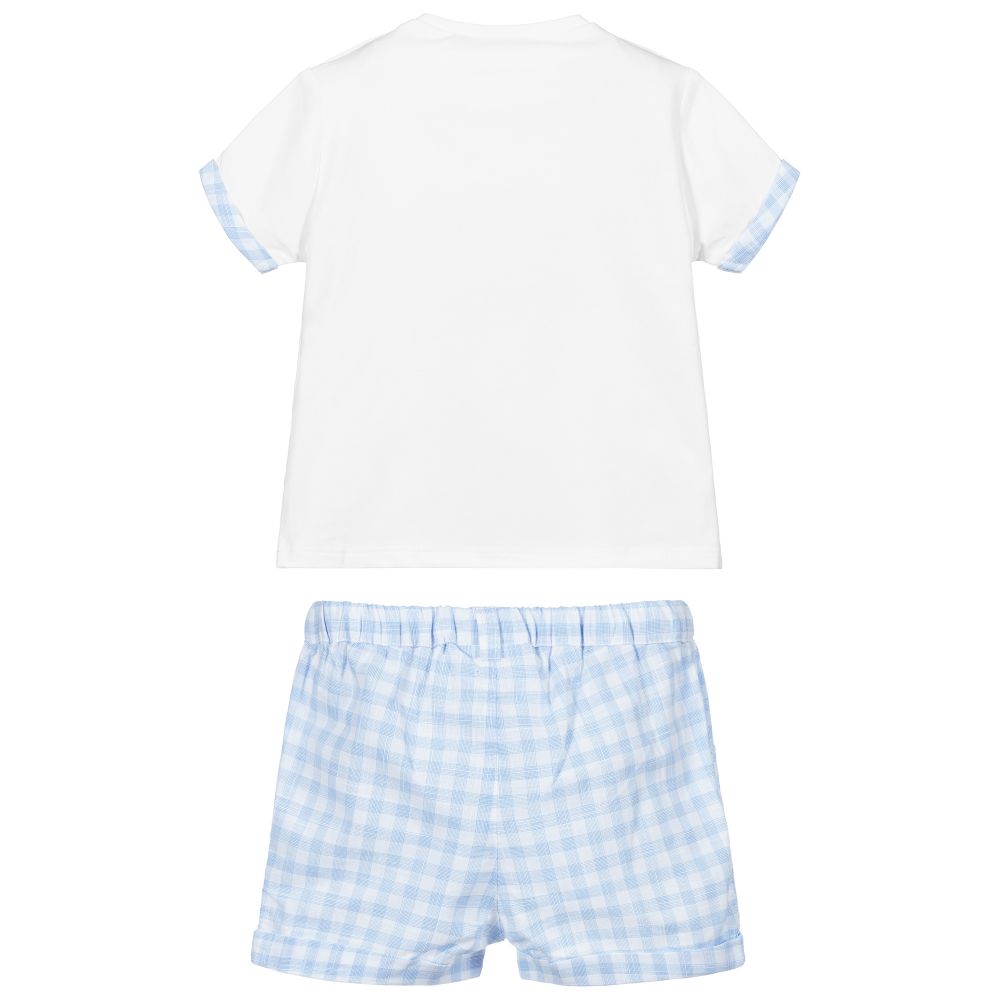Mayoral Для новорожденных-Комплект из белого топа и голубых шорт | Childrensalon Outlet