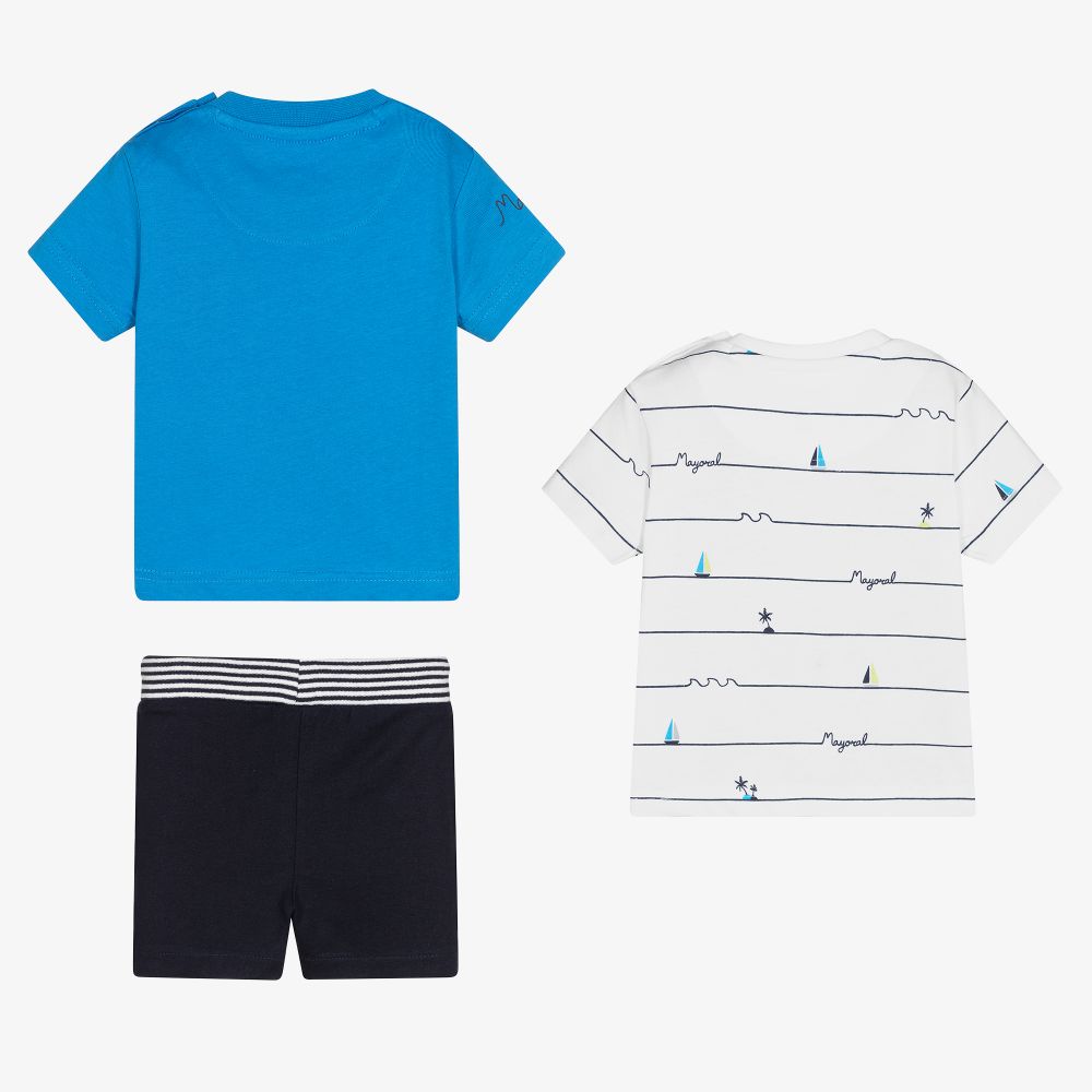 Mayoral-White & Blue Shorts Set | Childrensalon Outlet