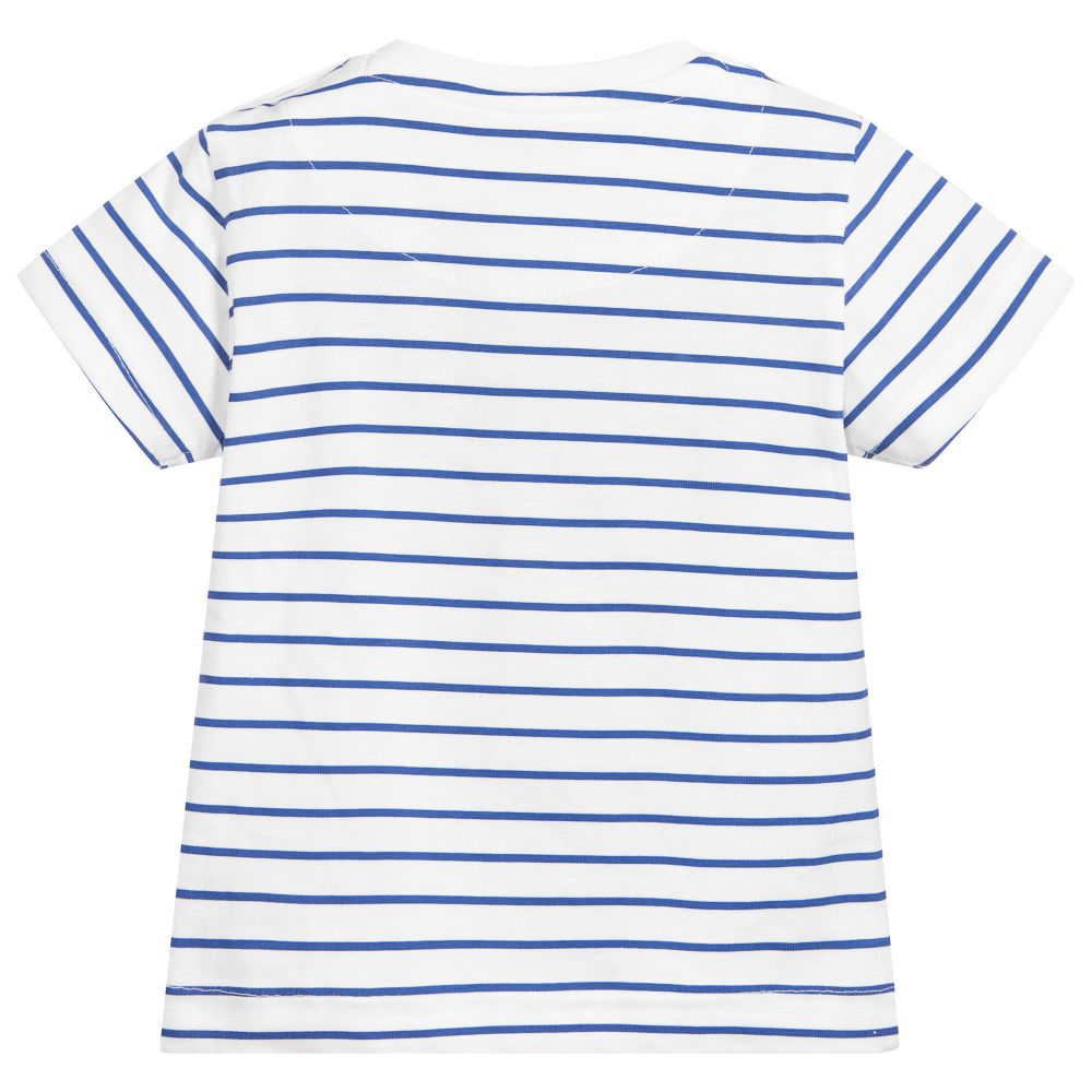 Mayoral-White & Blue Stripe T-Shirt | Childrensalon Outlet