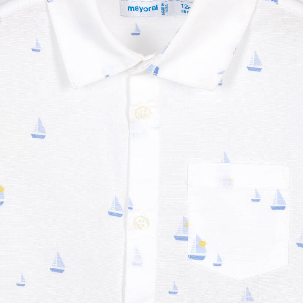 Mayoral-White Boat Shirt | Childrensalon Outlet