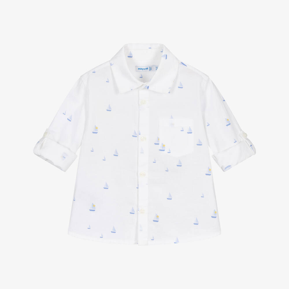 Mayoral-White Boat Shirt | Childrensalon Outlet