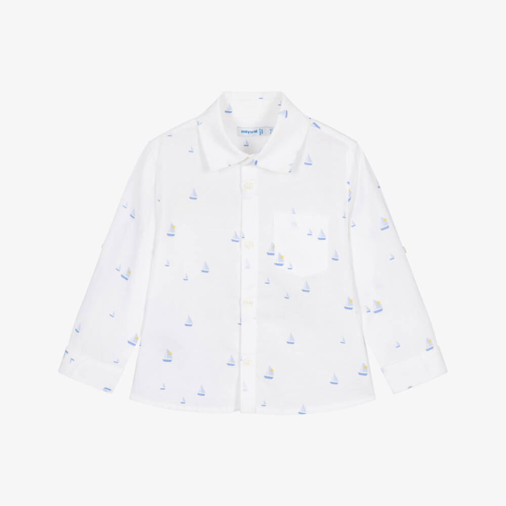 Mayoral-White Boat Shirt | Childrensalon Outlet