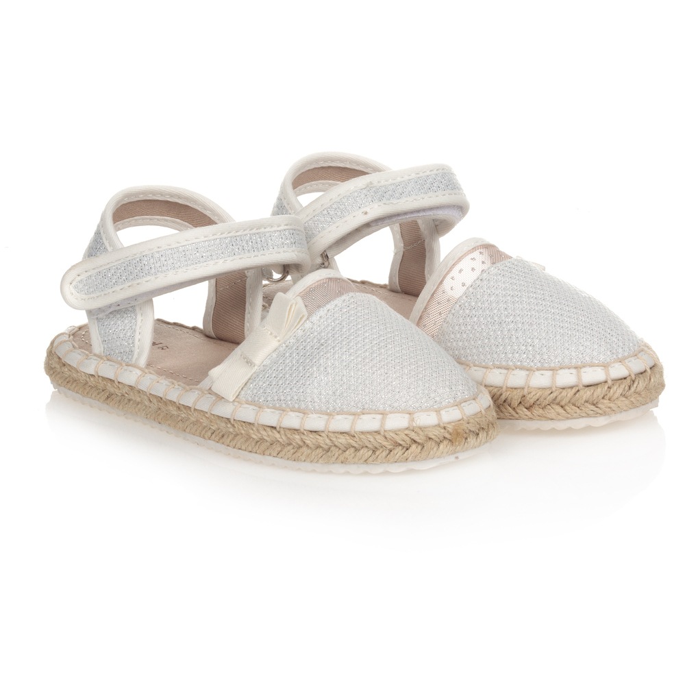 Mayoral - Sandales façon espadrilles blanches à nœuds | Childrensalon