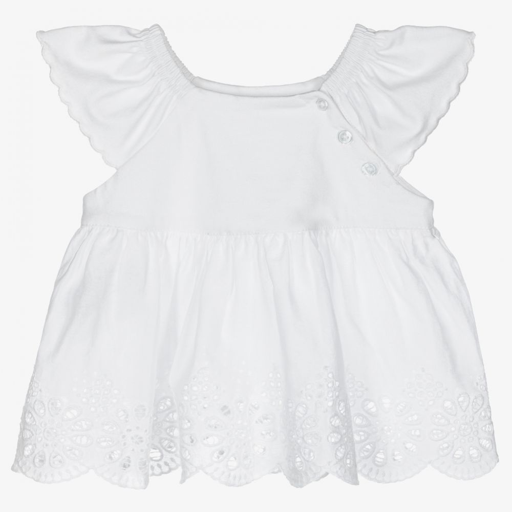 Mayoral - White Broderie Anglaise Top | Childrensalon