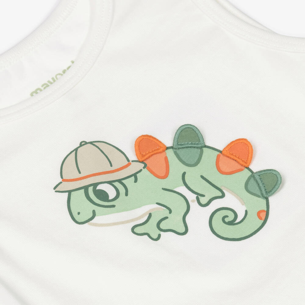 Mayoral-White Chameleon Sleeveless T-shirt | Childrensalon Outlet