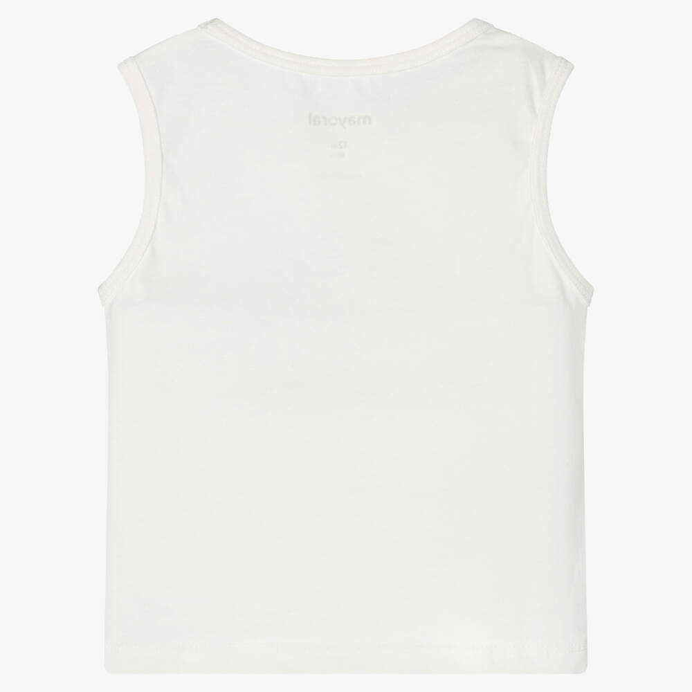 Mayoral-White Chameleon Sleeveless T-shirt | Childrensalon Outlet