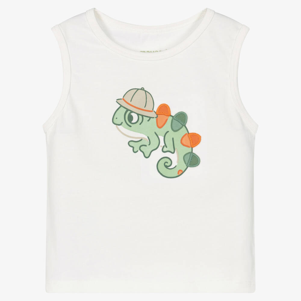 Mayoral-White Chameleon Sleeveless T-shirt | Childrensalon Outlet