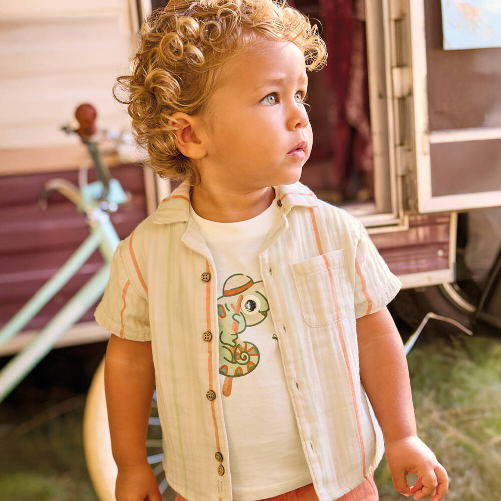 Mayoral-White Chameleon T-shirt | Childrensalon Outlet