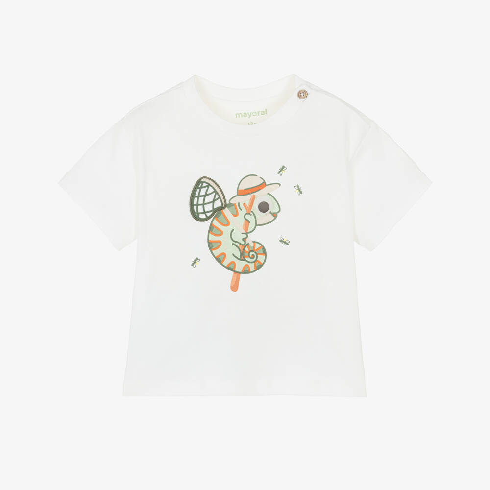 Mayoral-White Chameleon T-shirt | Childrensalon Outlet