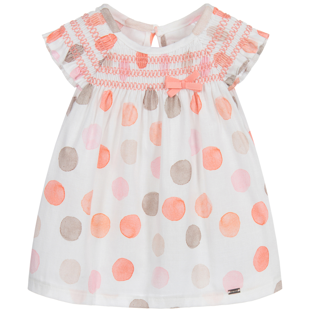 Mayoral Newborn - Платье и трусики из хлопка белого цвета для малышей | Childrensalon
