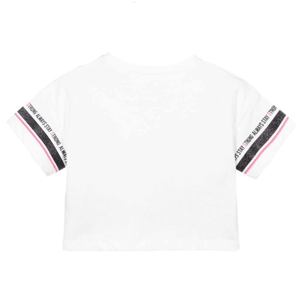 Mayoral-Белая хлопковая укороченная футболка | Childrensalon Outlet