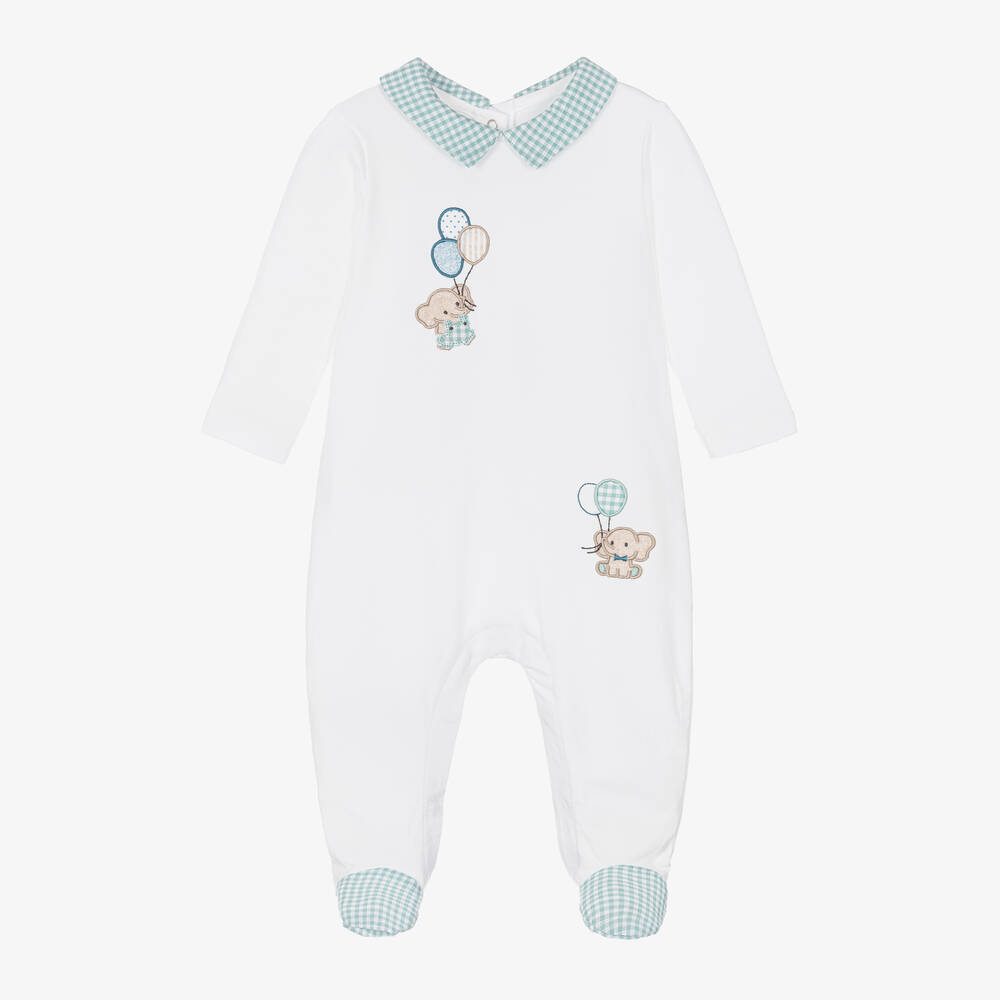 Mayoral Newborn-White Cotton Elephant Babygrow | Childrensalon Outlet