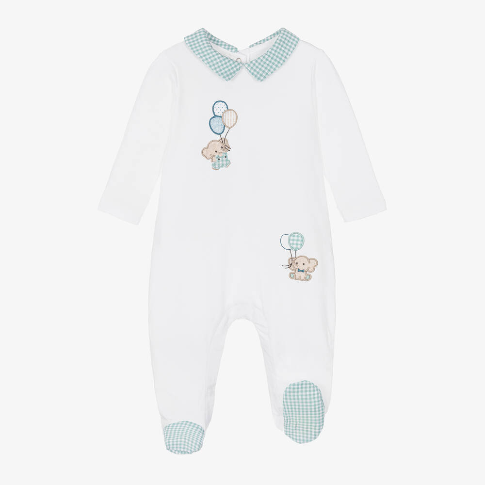 Mayoral Newborn-White Cotton Elephant Babygrow | Childrensalon Outlet