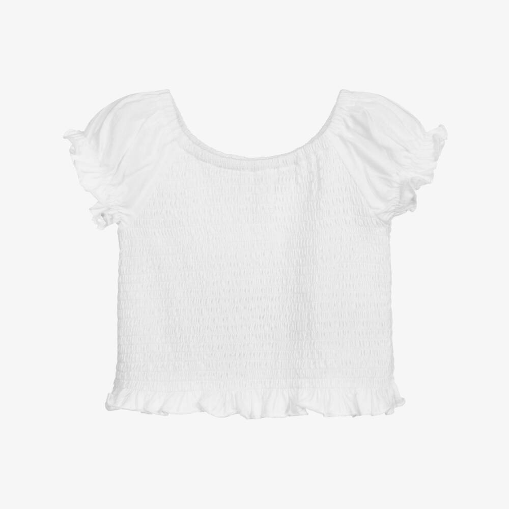 Mayoral-توب قصير قطن لون أبيض | Childrensalon Outlet