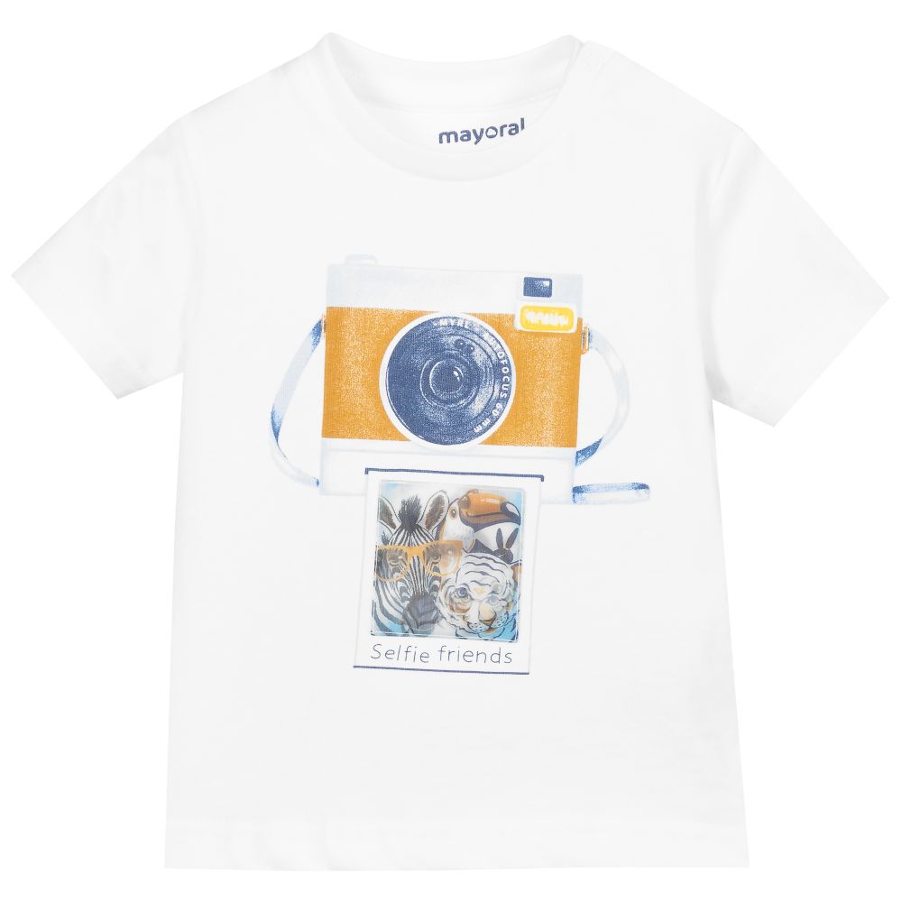 White Cotton Photo T Shirt