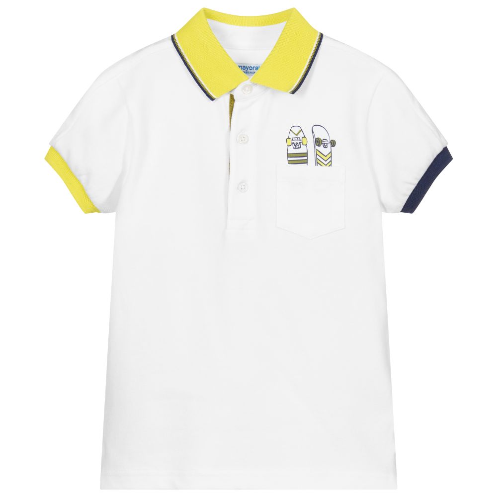 Mayoral - White Cotton Polo Shirt | Childrensalon