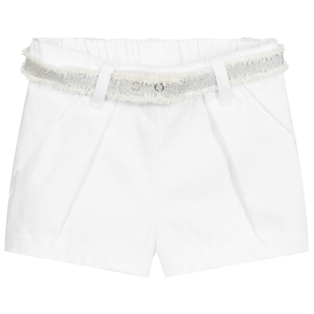 Mayoral - White Cotton Twill Shorts | Childrensalon