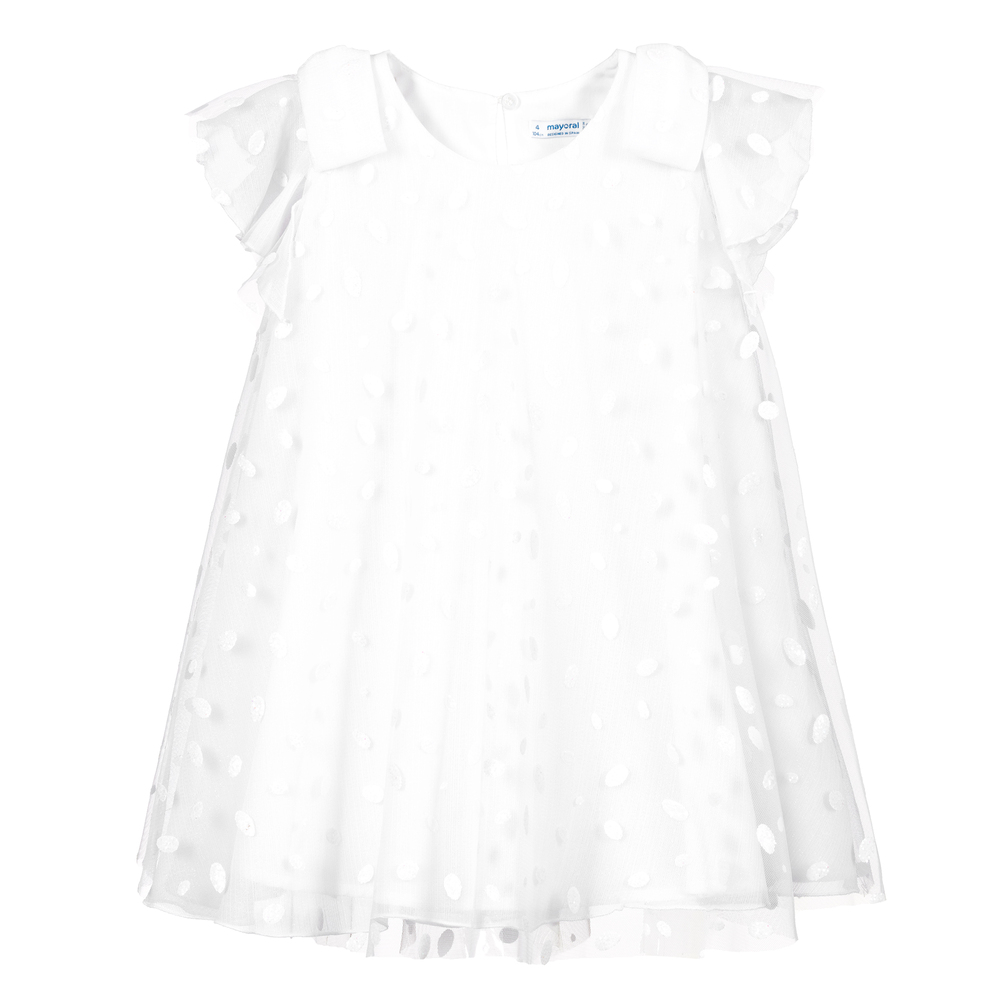 Mayoral - White Dot Tulle Dress | Childrensalon