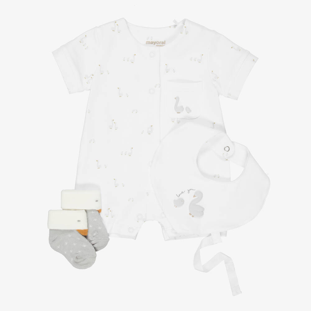 Mayoral Newborn-White Duck Babysuit Set | Childrensalon Outlet
