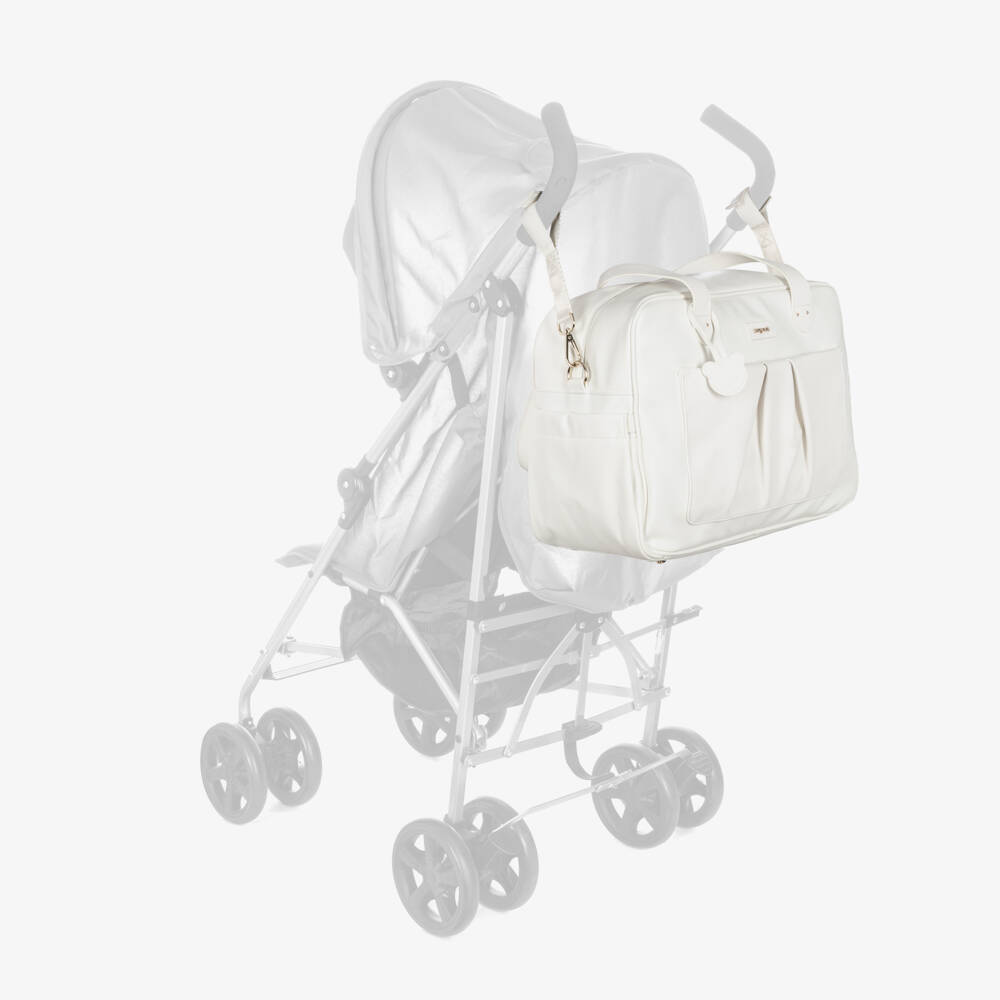 Mayoral-White Faux Leather Changing Bag (40cm) | Childrensalon Outlet