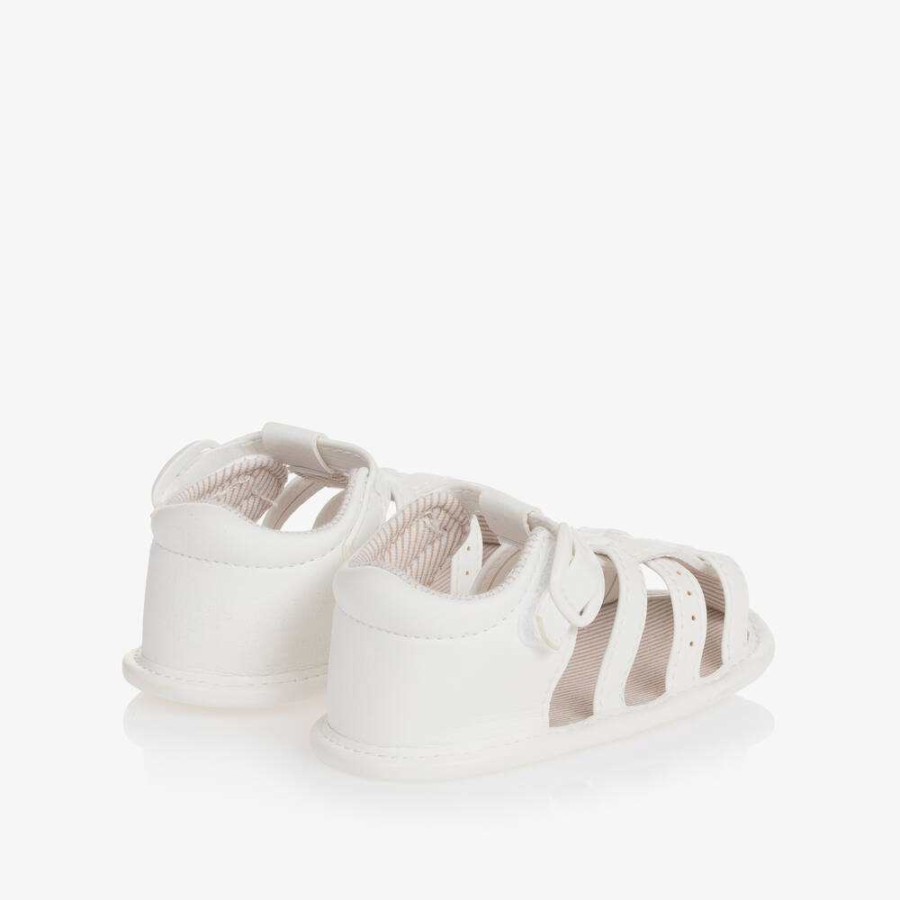 Mayoral Newborn-White Faux Leather Pre-Walker Sandals | Childrensalon Outlet