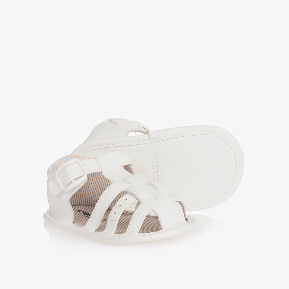 Mayoral Newborn-White Faux Leather Pre-Walker Sandals | Childrensalon Outlet