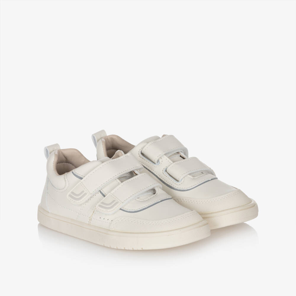 Mayoral-White Faux Leather Trainers with Double Velcro Straps | Childrensalon Outlet