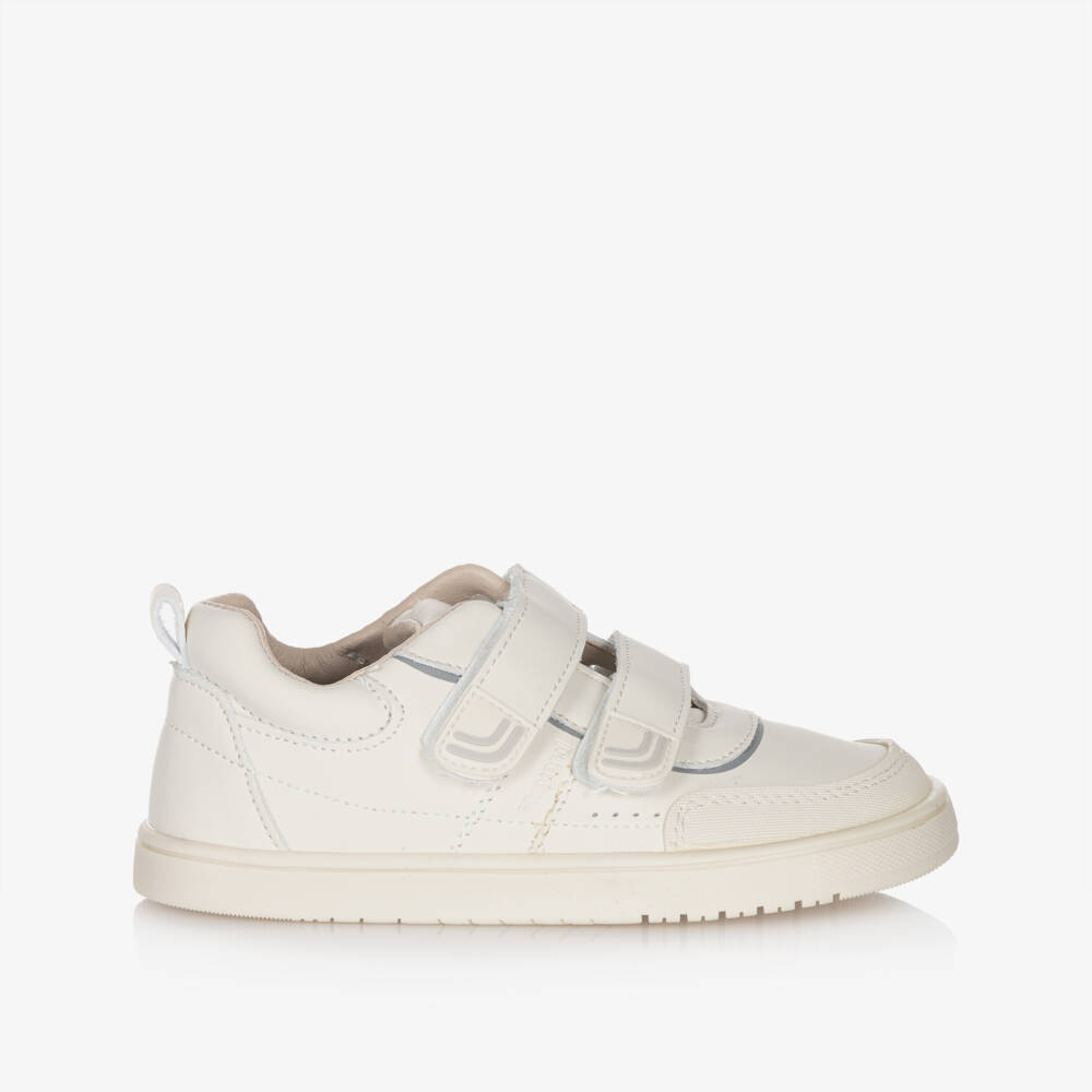 Mayoral-White Faux Leather Trainers with Double Velcro Straps | Childrensalon Outlet