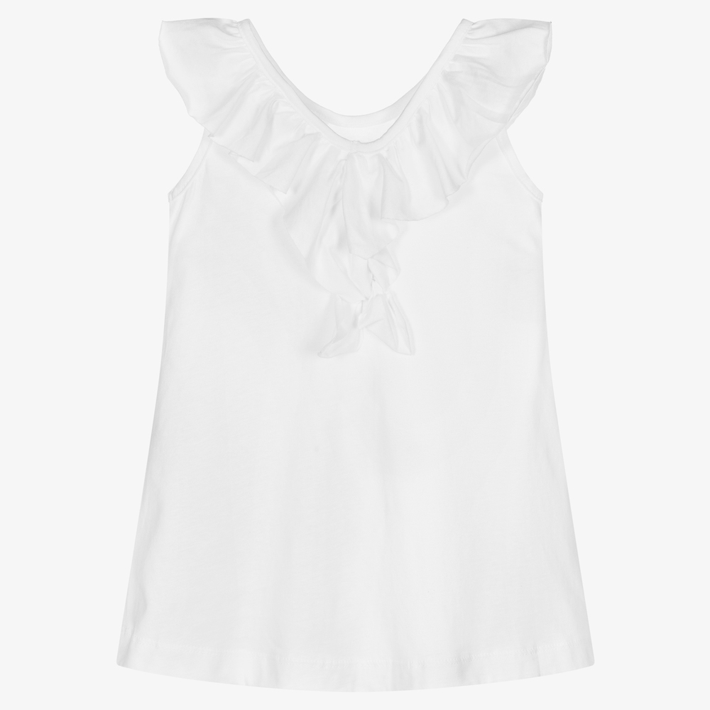 Mayoral-White Floral Cotton Dress | Childrensalon Outlet