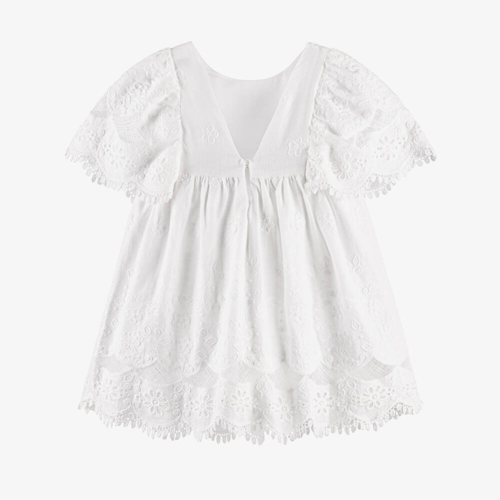 Mayoral-White Floral Detail Dress | Childrensalon Outlet