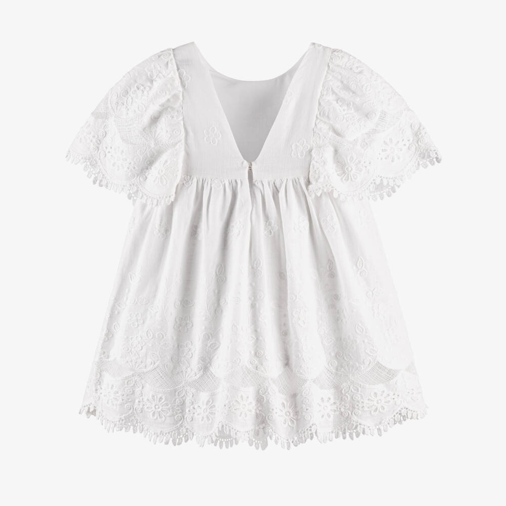Mayoral-White Floral Detail Dress | Childrensalon Outlet