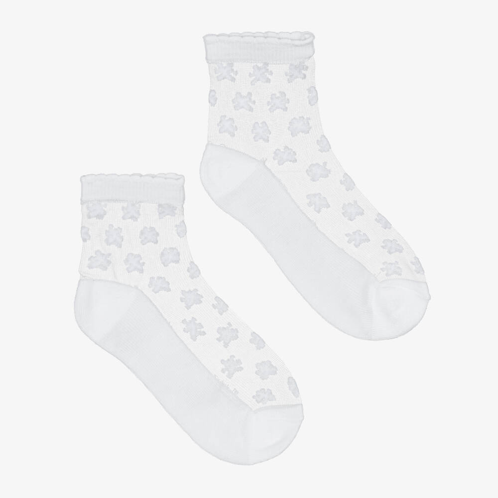 Mayoral-White Flower Mesh Socks | Childrensalon Outlet