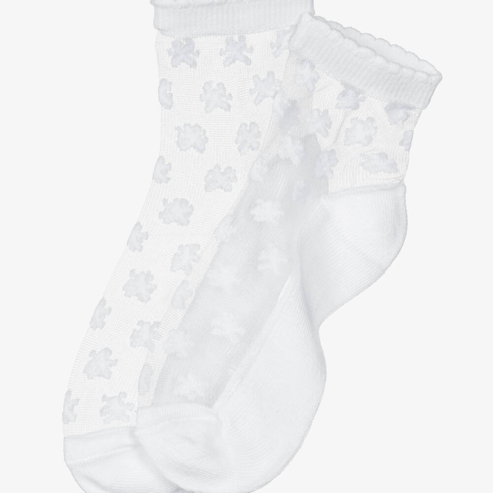 Mayoral-White Flower Mesh Socks | Childrensalon Outlet