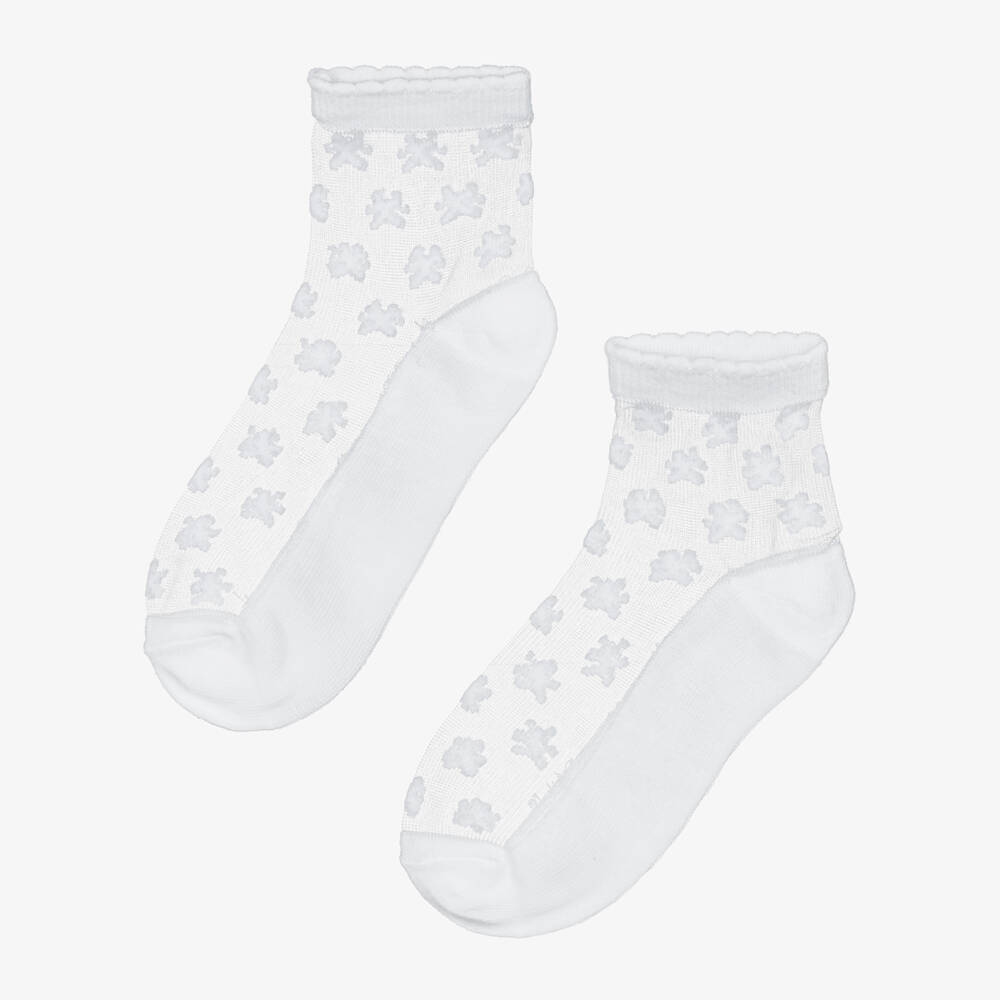 Mayoral-White Flower Mesh Socks | Childrensalon Outlet