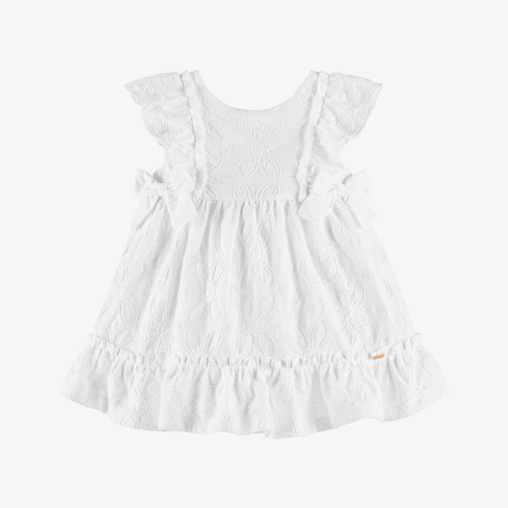 Mayoral-White Flowers Embro SS Dress | Childrensalon Outlet