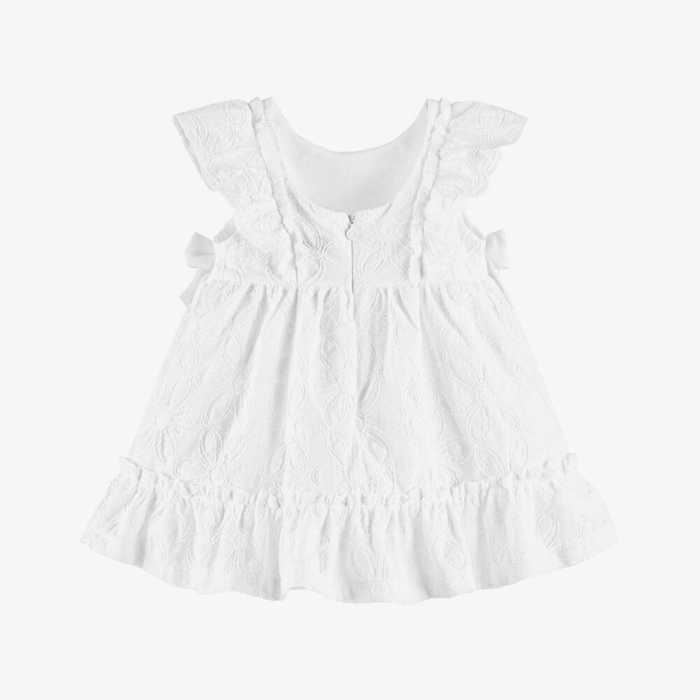 Mayoral-White Flowers Embro SS Dress | Childrensalon Outlet