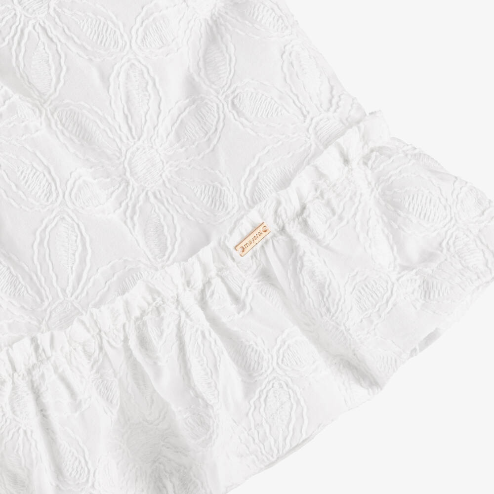Mayoral-White Flowers Embro SS Dress | Childrensalon Outlet