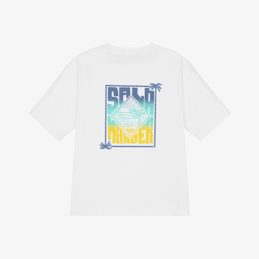 Mayoral Nukutavake-White Graphic Print Tshirt | Childrensalon Outlet