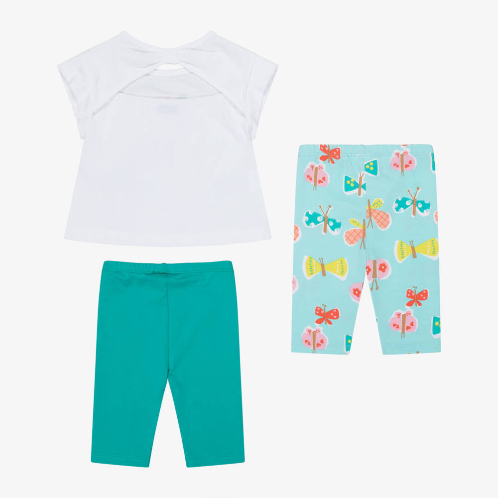 Mayoral-White & Green 'Be Kind' Leggings Set (3 psc) | Childrensalon Outlet