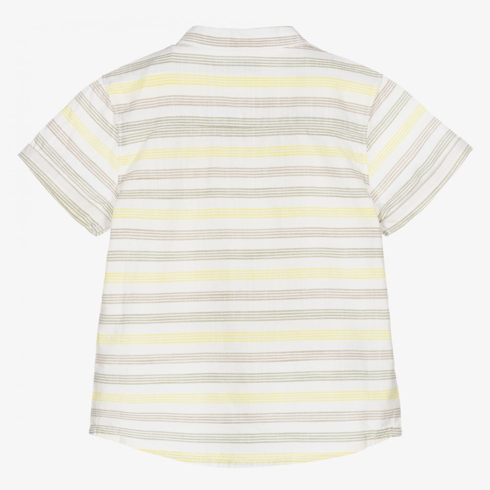 Mayoral-Белая рубашка в зеленую полоску | Childrensalon Outlet