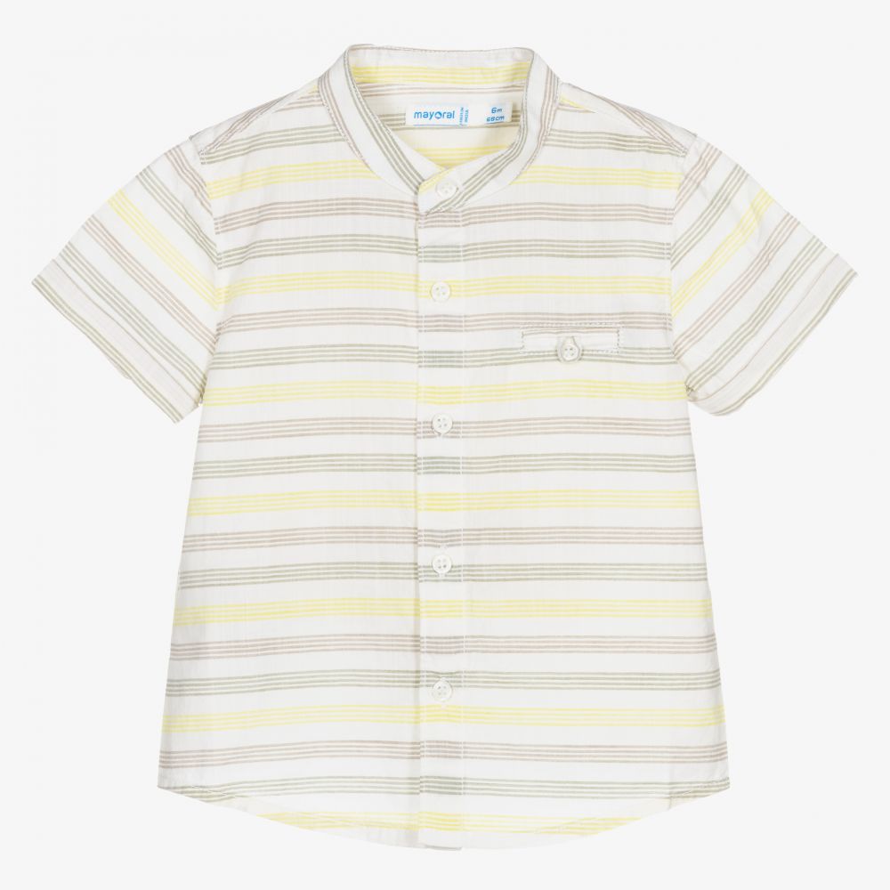 Mayoral-White & Green Striped Shirt | Childrensalon Outlet