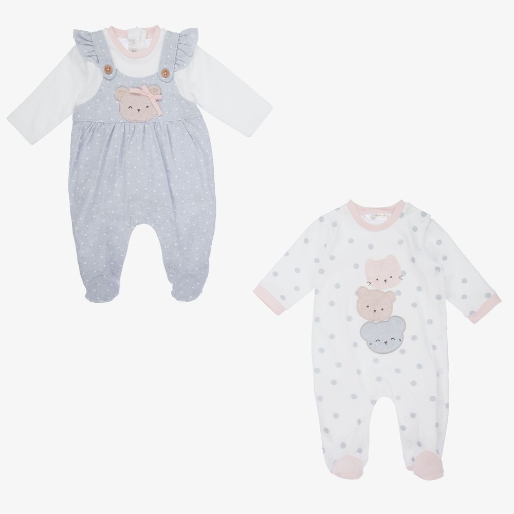 Mayoral Newborn - Grenouillères blanches/grises (x 2) | Childrensalon