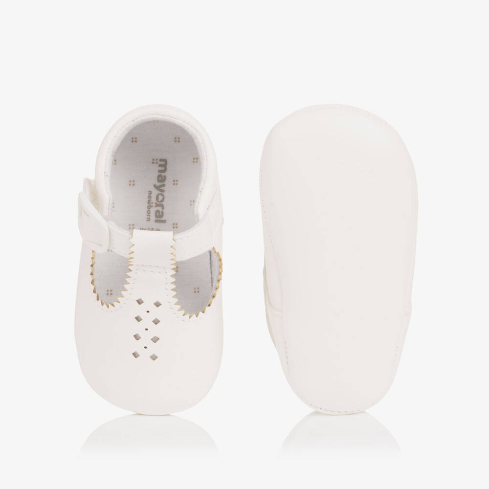 Mayoral Newborn-White Leather Pre Walker | Childrensalon Outlet