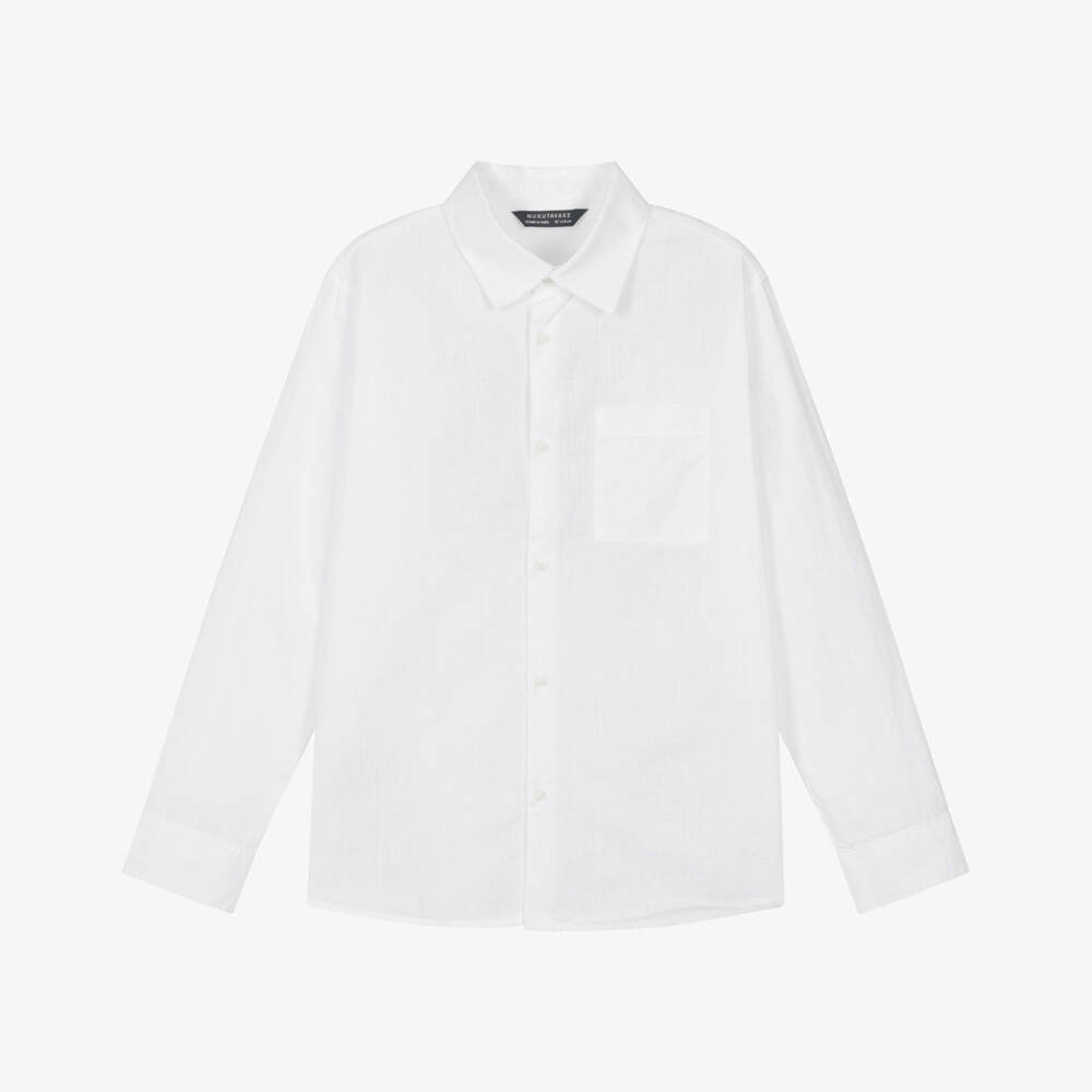Mayoral Nukutavake-White Linen Mix Shirt | Childrensalon Outlet