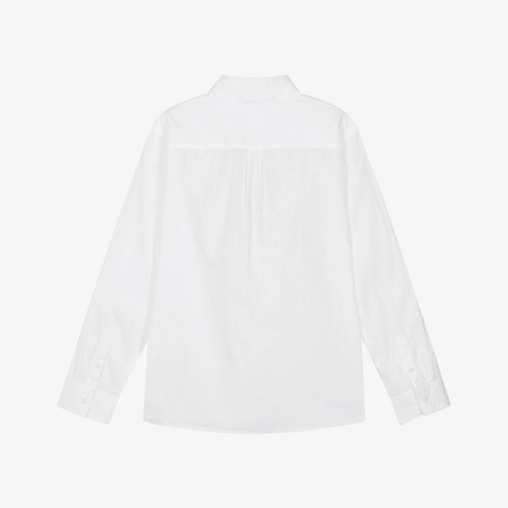 Mayoral Nukutavake-White Linen Mix Shirt | Childrensalon Outlet