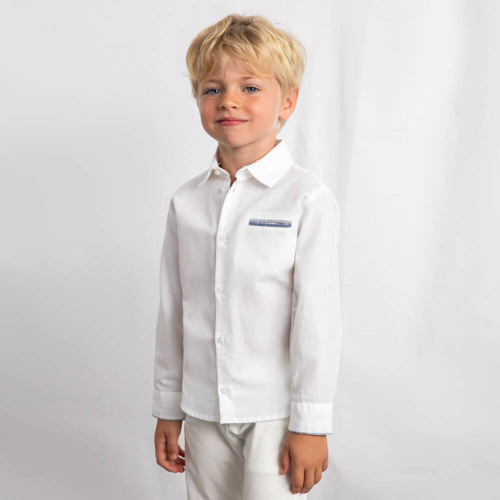 Mayoral-White Linen Shirt | Childrensalon Outlet