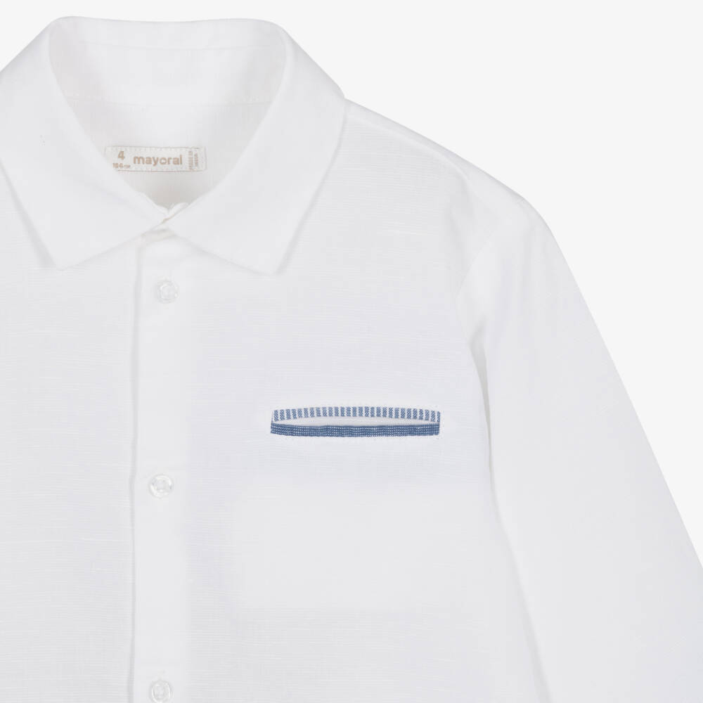 Mayoral-White Linen Shirt | Childrensalon Outlet