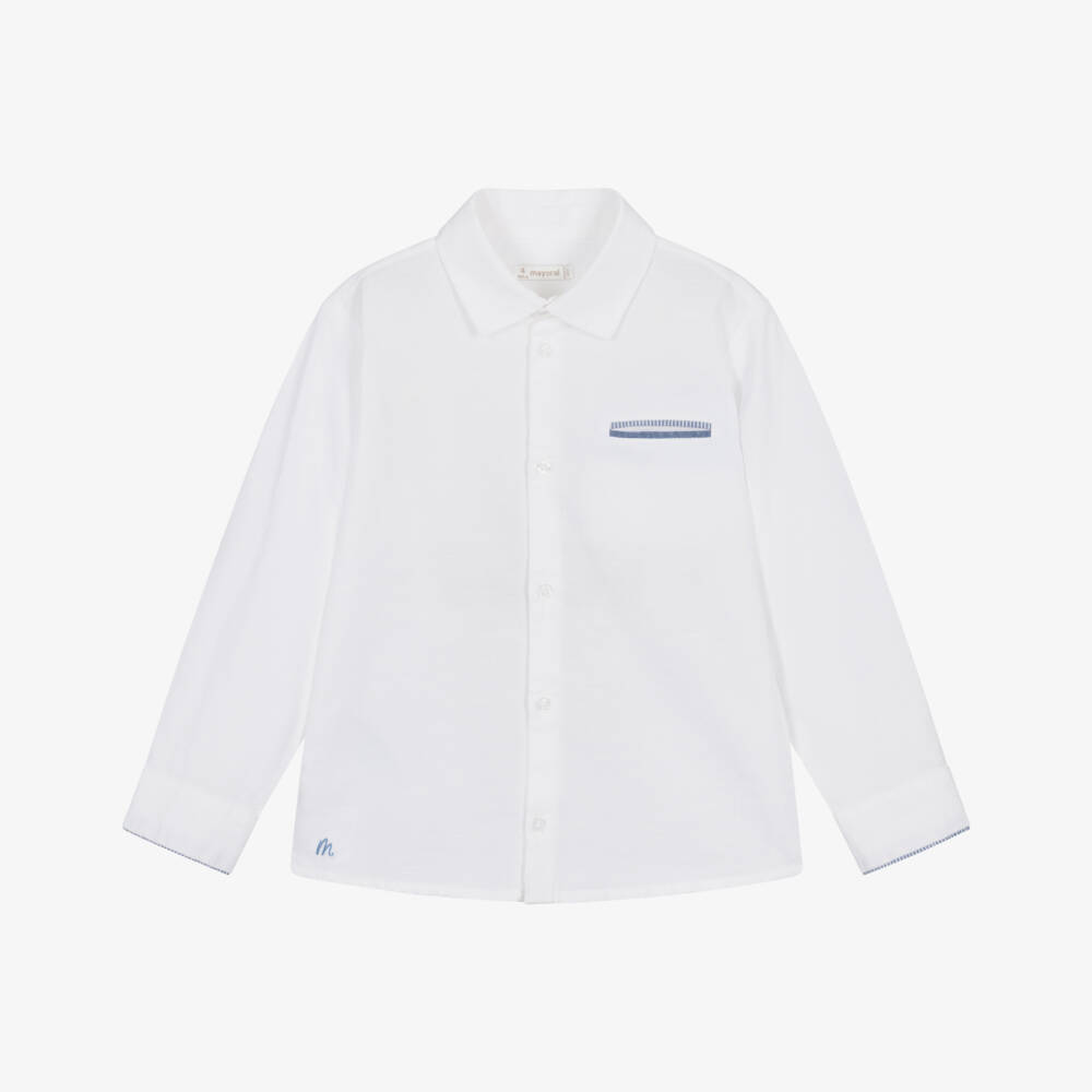 Mayoral-White Linen Shirt | Childrensalon Outlet